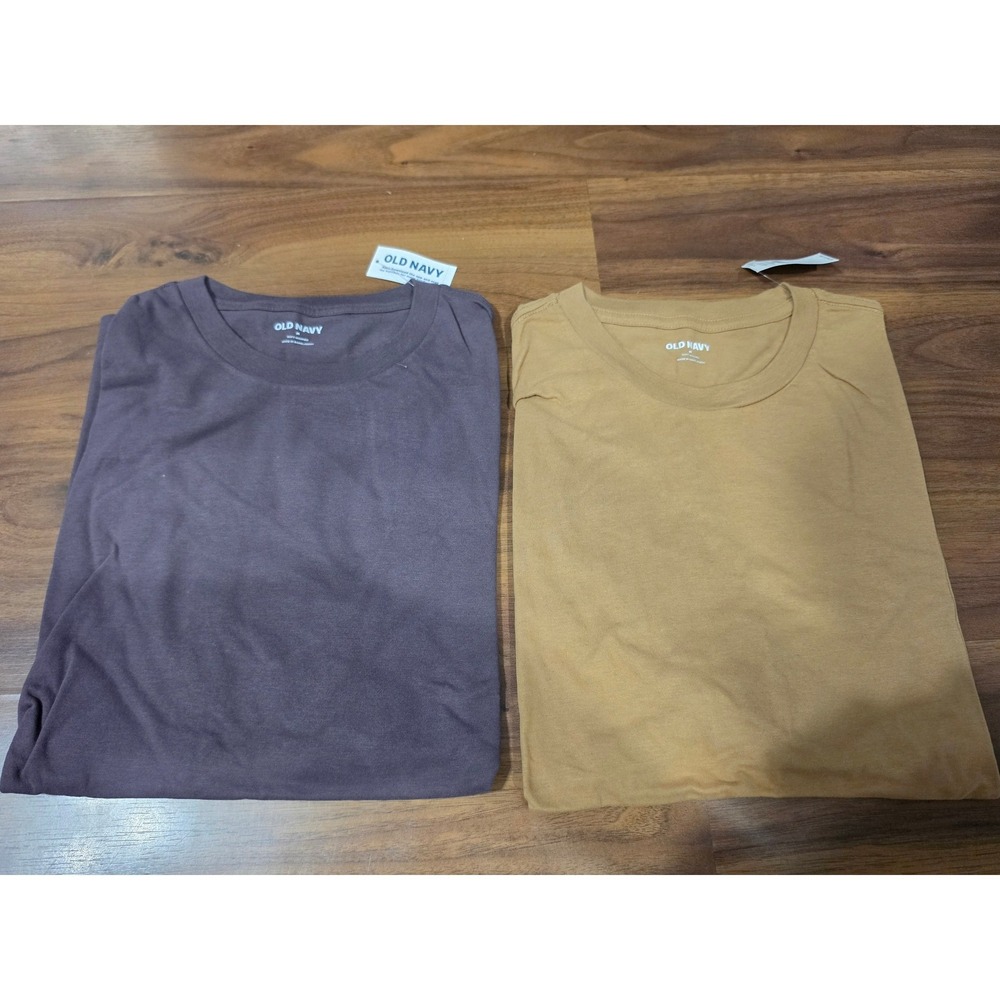 Old Navy T-Shirt 2-Pack Mens Medium Plum Mustard NWT Soft Washed Crew Neck Tee